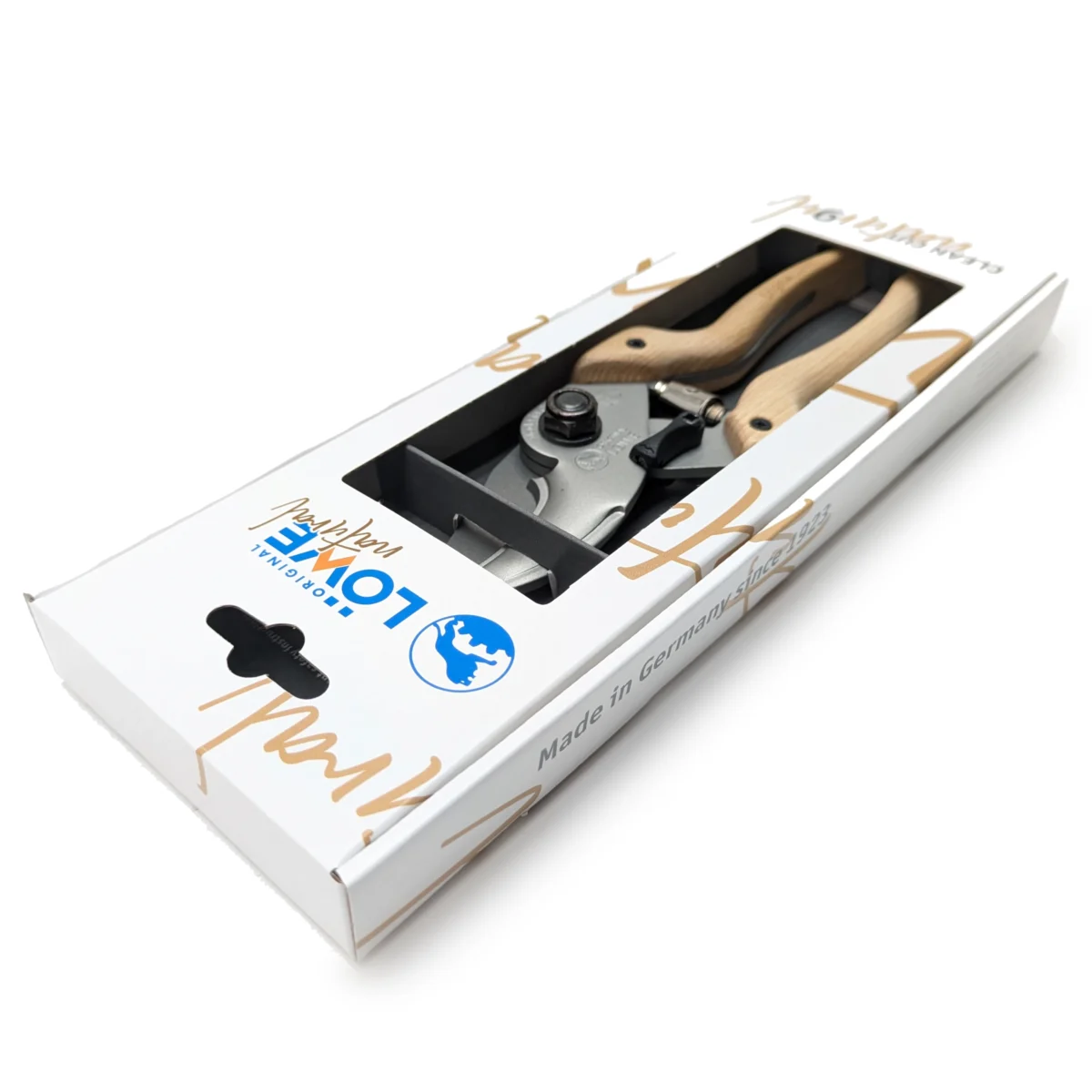 Löwe 9 Natural secateurs with wooden handle