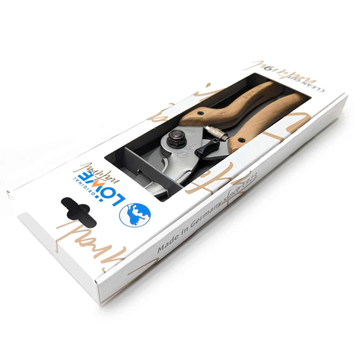 Löwe 9 Natural secateurs with wooden handle for women
