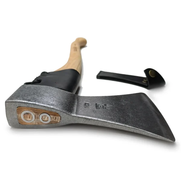 Forged felling axe 1400 gram head weight Leather guard and hickory handle