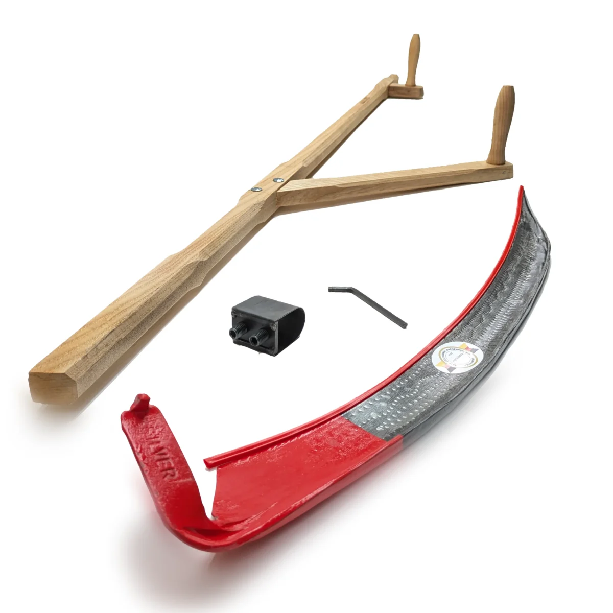 Forged, forged and sharpened scythe from Krumpholz - complete with tree and scythe ring.