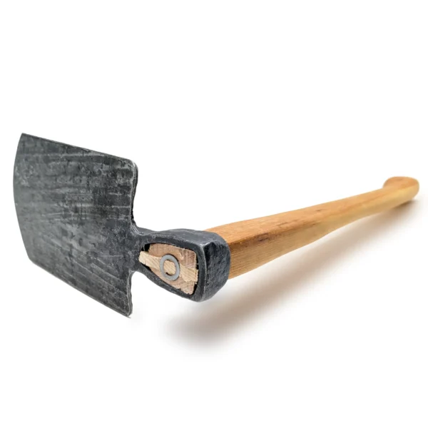 Hand-forged Krumpholz hand hoe, garden bed model No. 1528, with a 55 cm ash cowfoot handle